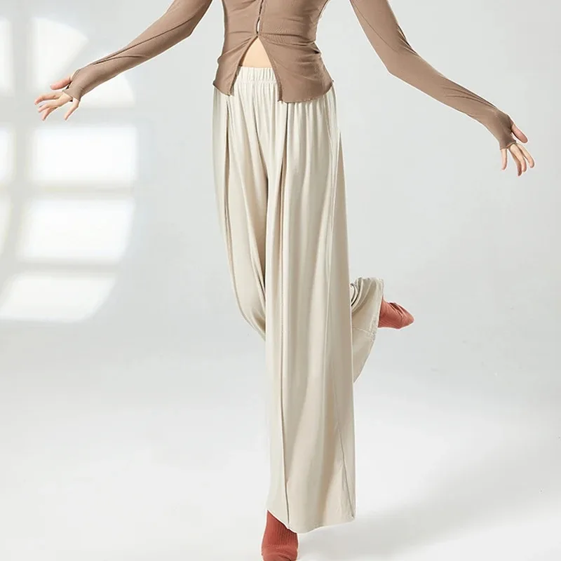 Women Classic Dance Pants Wide Leg Soft Elastic Modern Dance Yoga Body Rhyme Ballet Trainning Practice Trousers