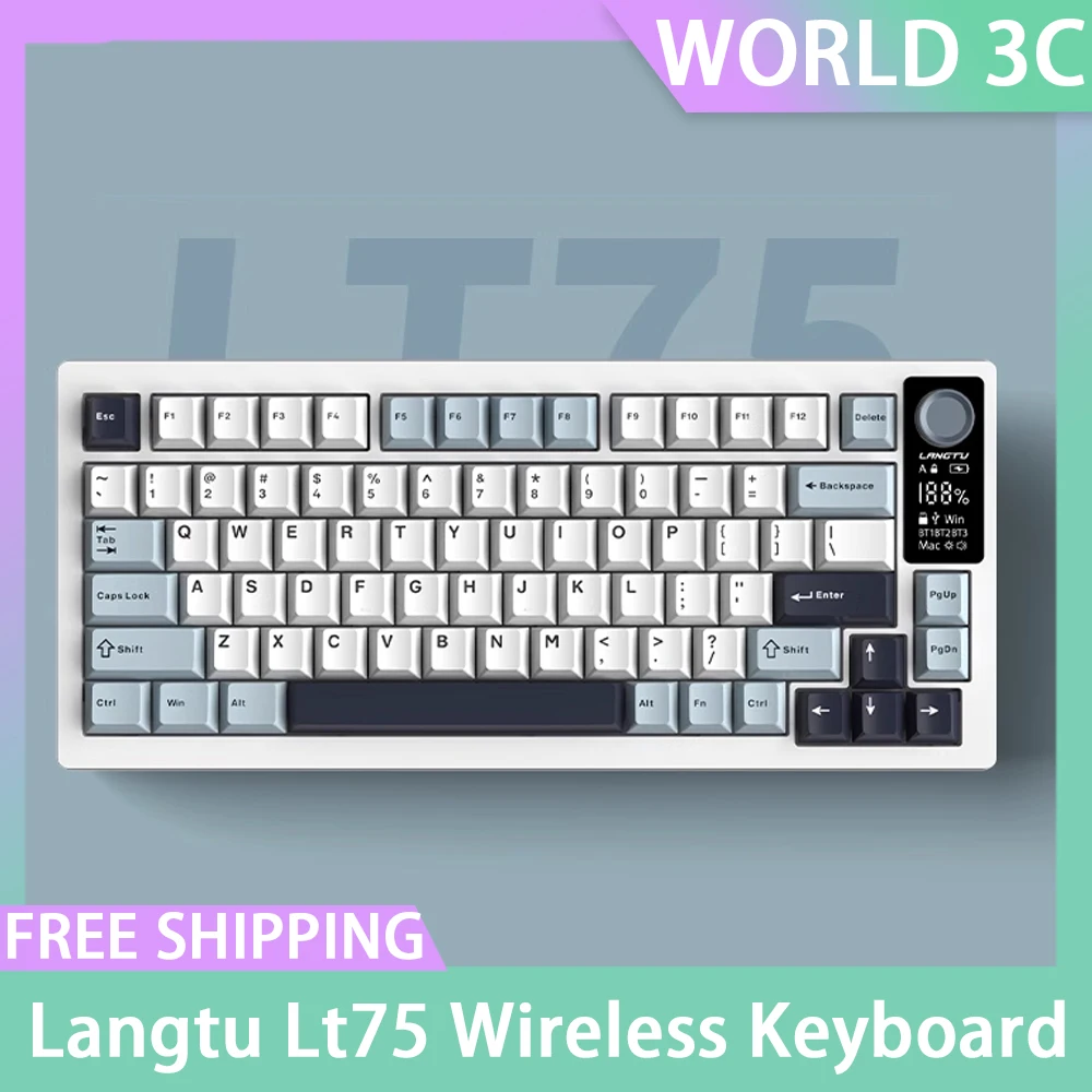 

Langtu Lt75 Keyboard Wireless Bluetooth Mechanical Keyboard Gasket Led Screen Customized Rgb Keyboard Accessory For Desktop Pc