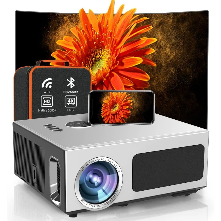 4K Projector.1100ANSI Outdoor Projector 4K with Wifi and bluetooth,Native 1080P Projector Auto 6D Keystone.50% Zoom.