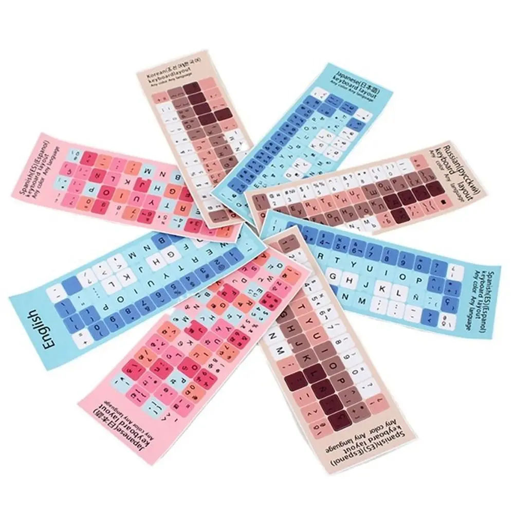 Russian Letter Keyboard Sticker Spanish Dust-proof Laptop Keypad Film English Wear-resistant Keyboard Label Desktop PC