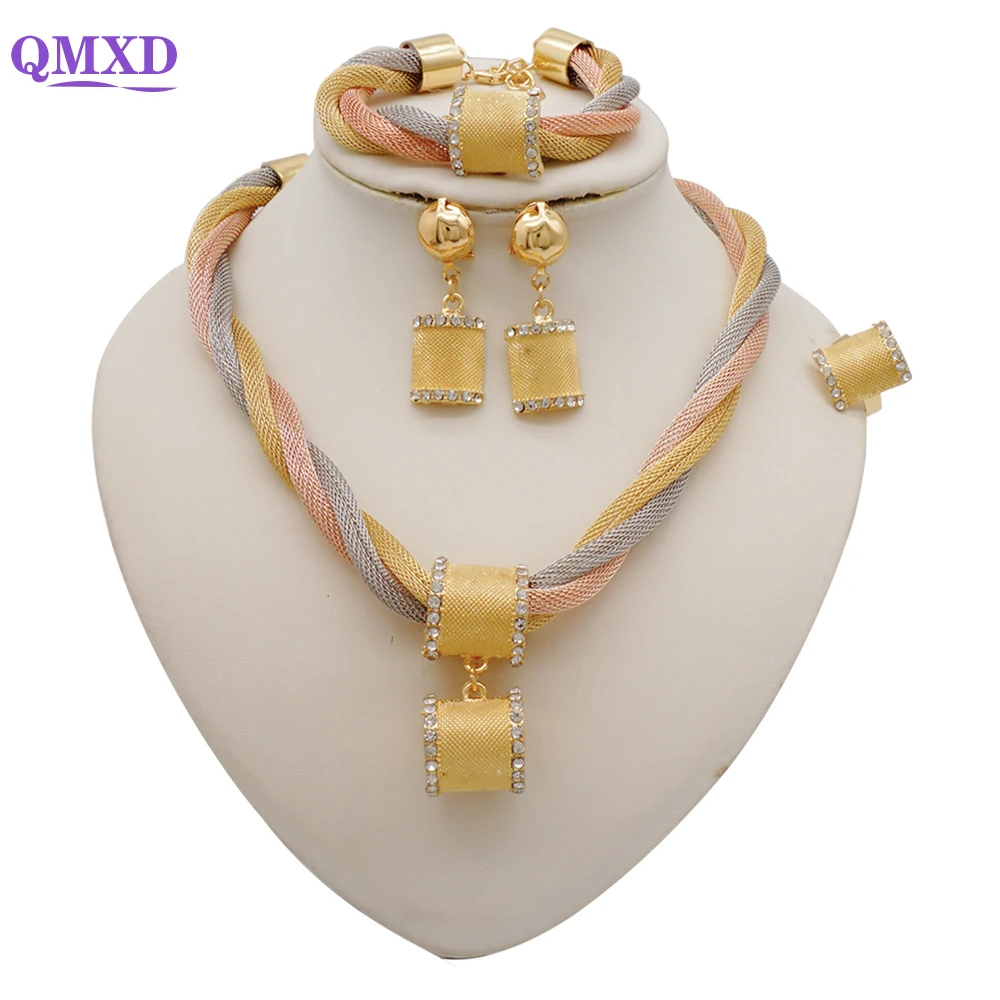 

Fine African Gold Color Jewelry Set For Woman Dubai Wedding Necklace Sets Indian Costume Jewelry Bridal Party Gifts