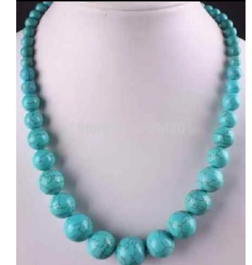 

Charming 6-14mm Turkey Turquoise rounds Beads Necklace