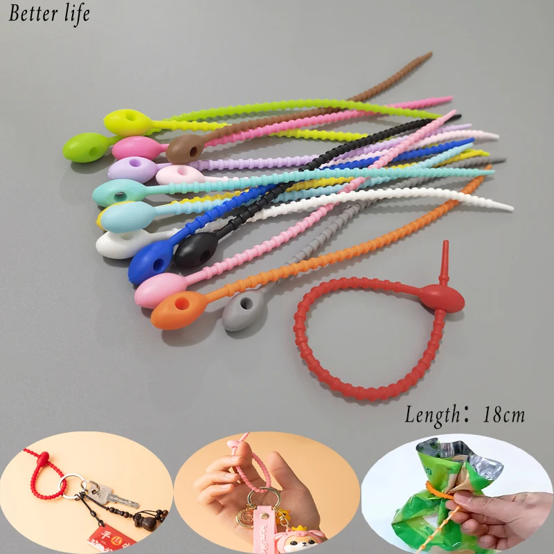 5 adet silikon yeniden kullanılabilir kablo tel organizatör sarıcı depolama tutucu çanta bağları kordon çanta klipsi gıda koruyucu kulaklık hattı düzenli klipler