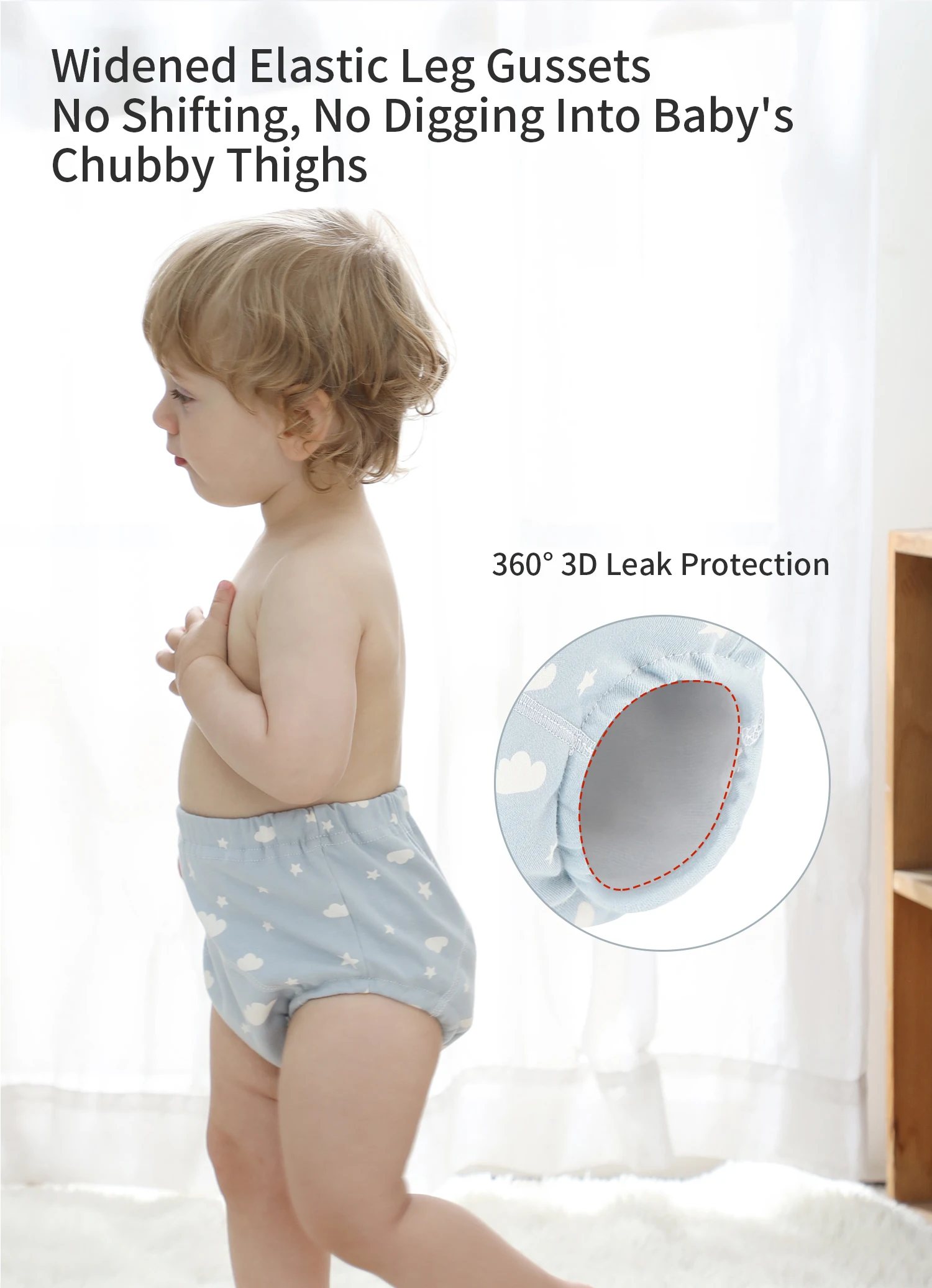 INSULAR 100%Cotton Baby Training Pants,6-LayerGauze,ToddlerPottyTrainingPants,ReusableClothDiaperCovers,Leak-Proof Diaper Liners