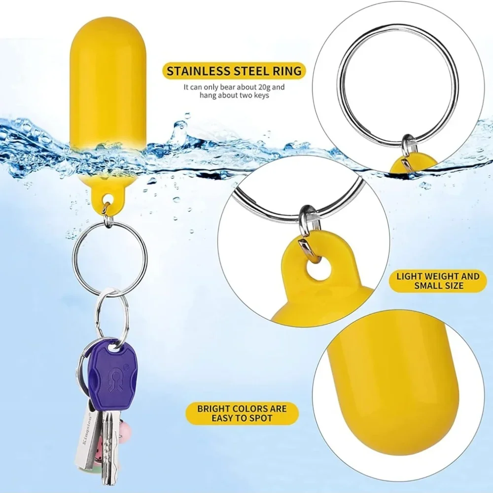1pc Buoyant Yellow Keychains Designed for Boats, Versatile Key Rings Suitable for Swimming and Fishing