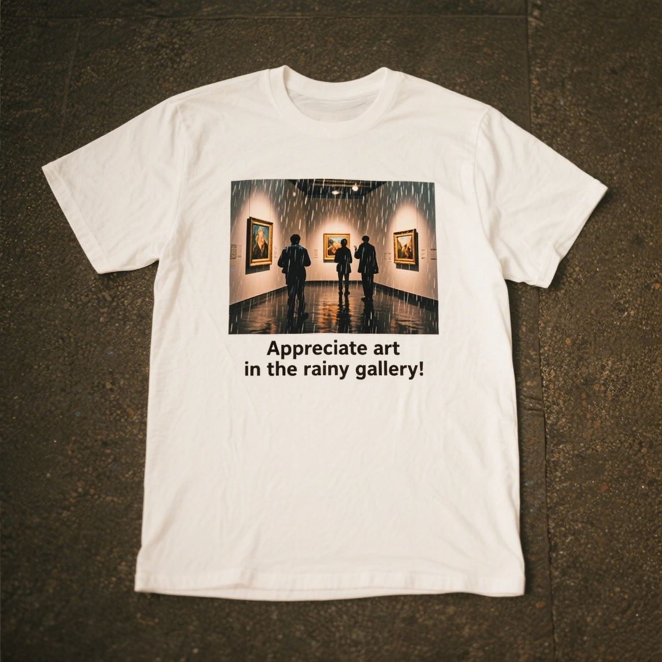 

Exhibition in The Rain, Graphic Printing, Summer Luxury Brand Pure Cotton Men's and Women's T-shirts, Short Sleeves, Street