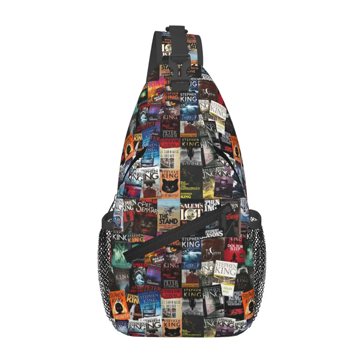 Stephen King Book Covers, Horror Bookworm Chest Bag Men Sling Crossbody Backpack Chest Bag Travel Hiking Daypack Shoulder Bag