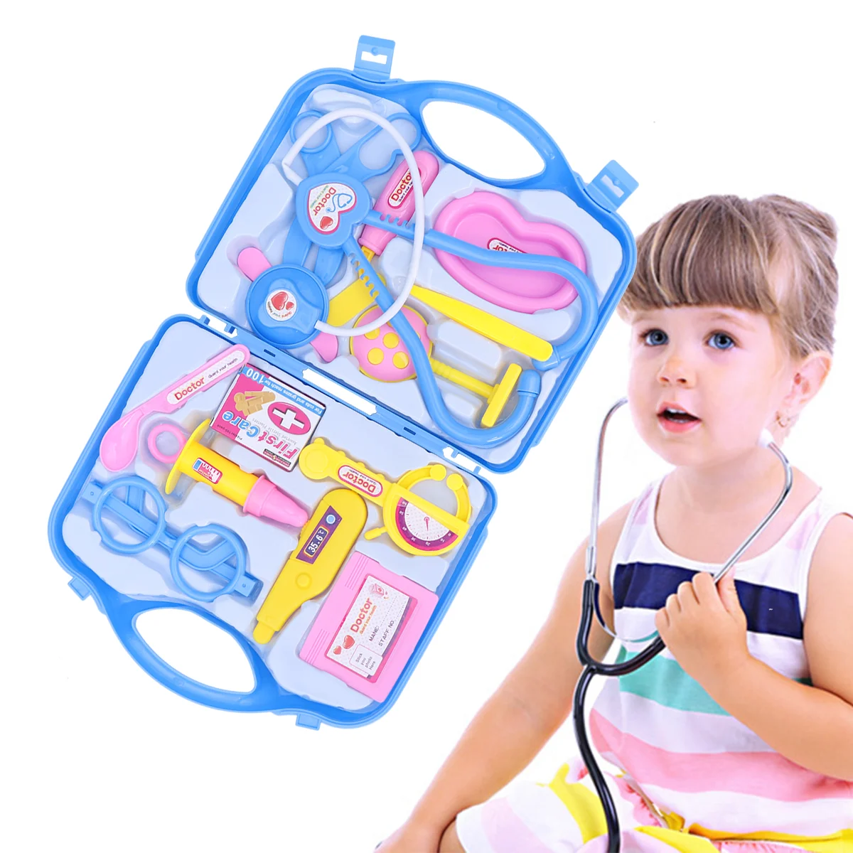 Conjunto de brinquedos médicos para crianças, kits de ferramentas para crianças, caixa de armazenamento, brinquedos médicos para crianças