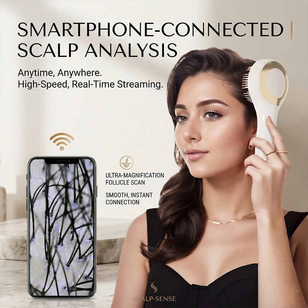 AI Smart Scalp Analyzer Hair Growth Comb with Red Light Therapy EMS Microcurrent Scalp Massager for Hair Loss Treatment Electri