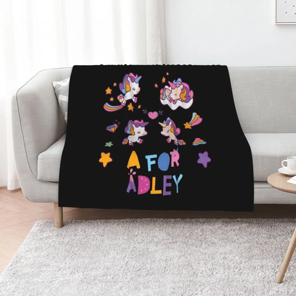 kawai girl a for adley unicorns funny cartoon81 Throw Blanket anime Decorative Beds Plaid on the sofa Moving manga Blankets