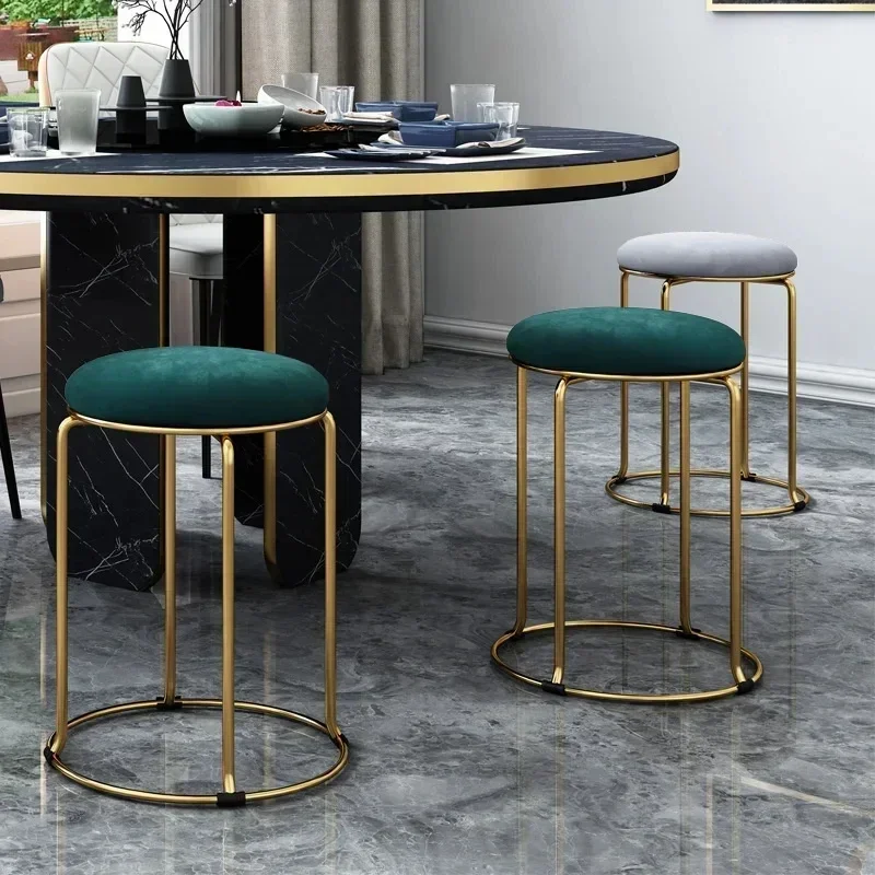 

Rebar Round Stool Staable Soft Fabric Living Room Dining Table Bar Chair Portable Lightweight Stool, Bedroom Dresser