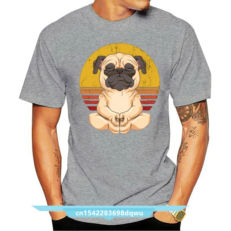 Meditation Pug Gift Yoga Mandala Pug Sunset Dog T Shirt Pictures Tee Shirt Spring Over Size S-5XL Customized Comfortable Shirt