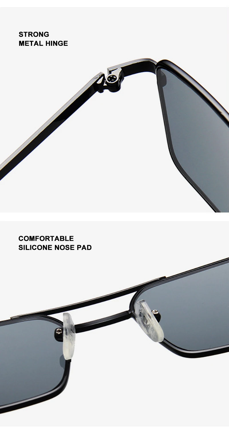 Vintage Rechteck Sonnenbrille Frauen Männer klassische kleine Metall Sonnenbrille weibliche Mode Sommer im Freien fahren Urlaub Schatten – Detail 3