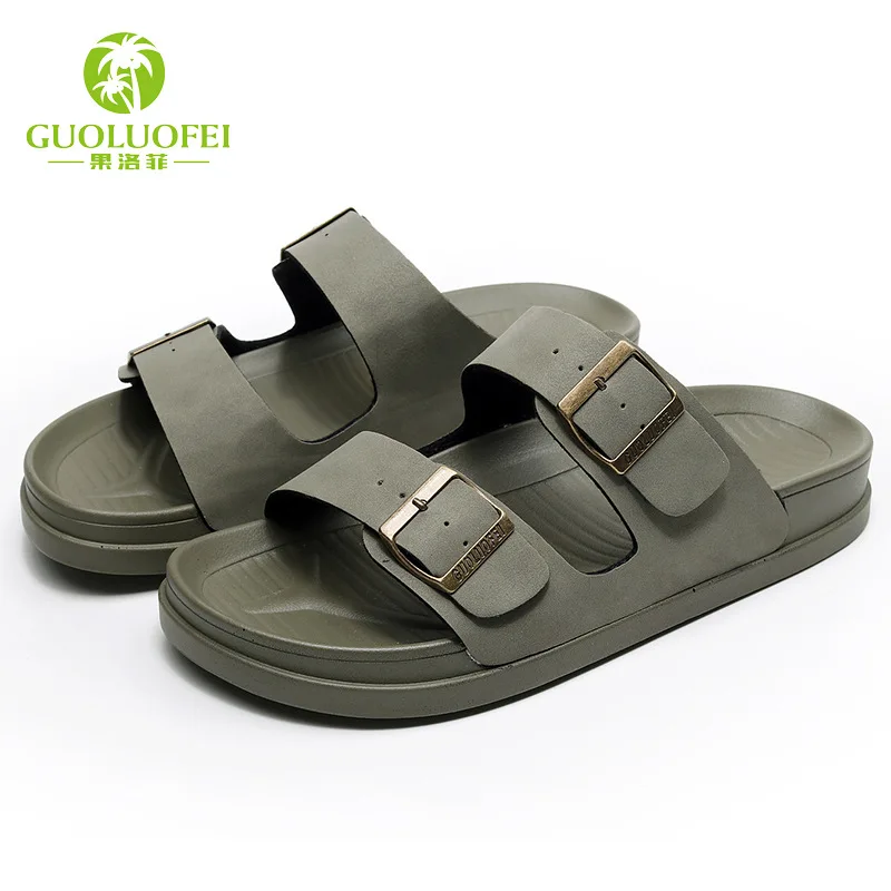 Odor-proof Slippers for Men Outdoor Non-slip Beach Sandals Summer Couples Double Buckle sandals Outside.Flop Flops Male