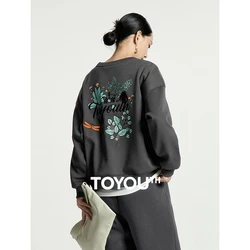 Toyouth-Sudadera de lana para mujer, Jersey holgado de manga larga con cuello redondo, exquisito bordado de técnicas, informal, Otoño, 2023