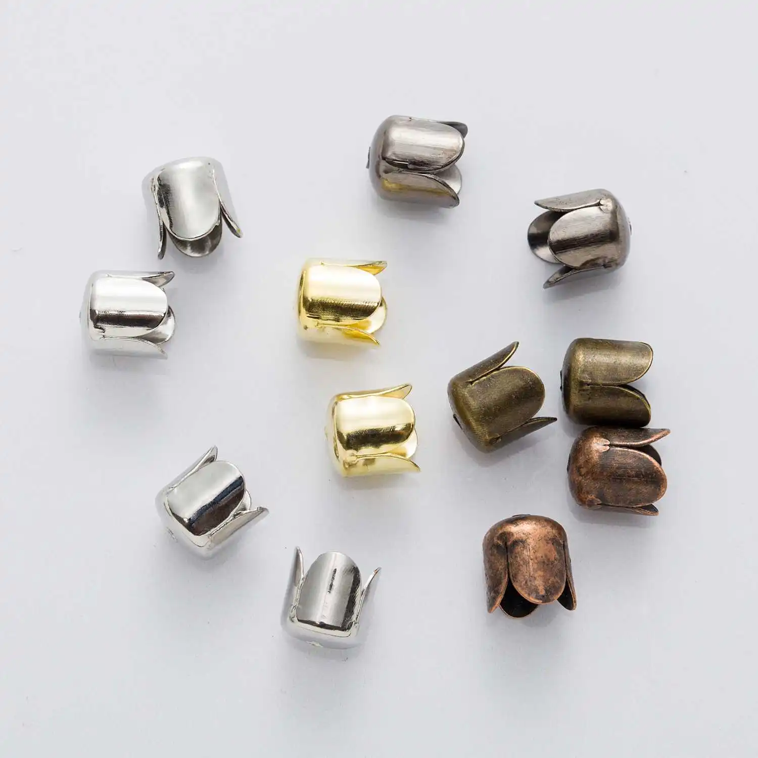 20 قطعة قبعات خرز معدني ونصائح نهاية الحبل ، نتائج متعددة الاستخدام لصنع المجوهرات قلادة شرابة ، لوازم ديكور المنزل الحرفية 6-10 مللي متر #1