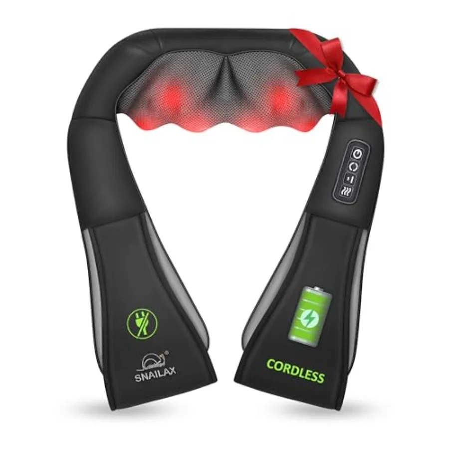 

Cordless Shiatsu Neck and Shoulder Massager with Heat Portable Lumbar Back Electric Massage Pillow FSA Eligible Ideal Christmas