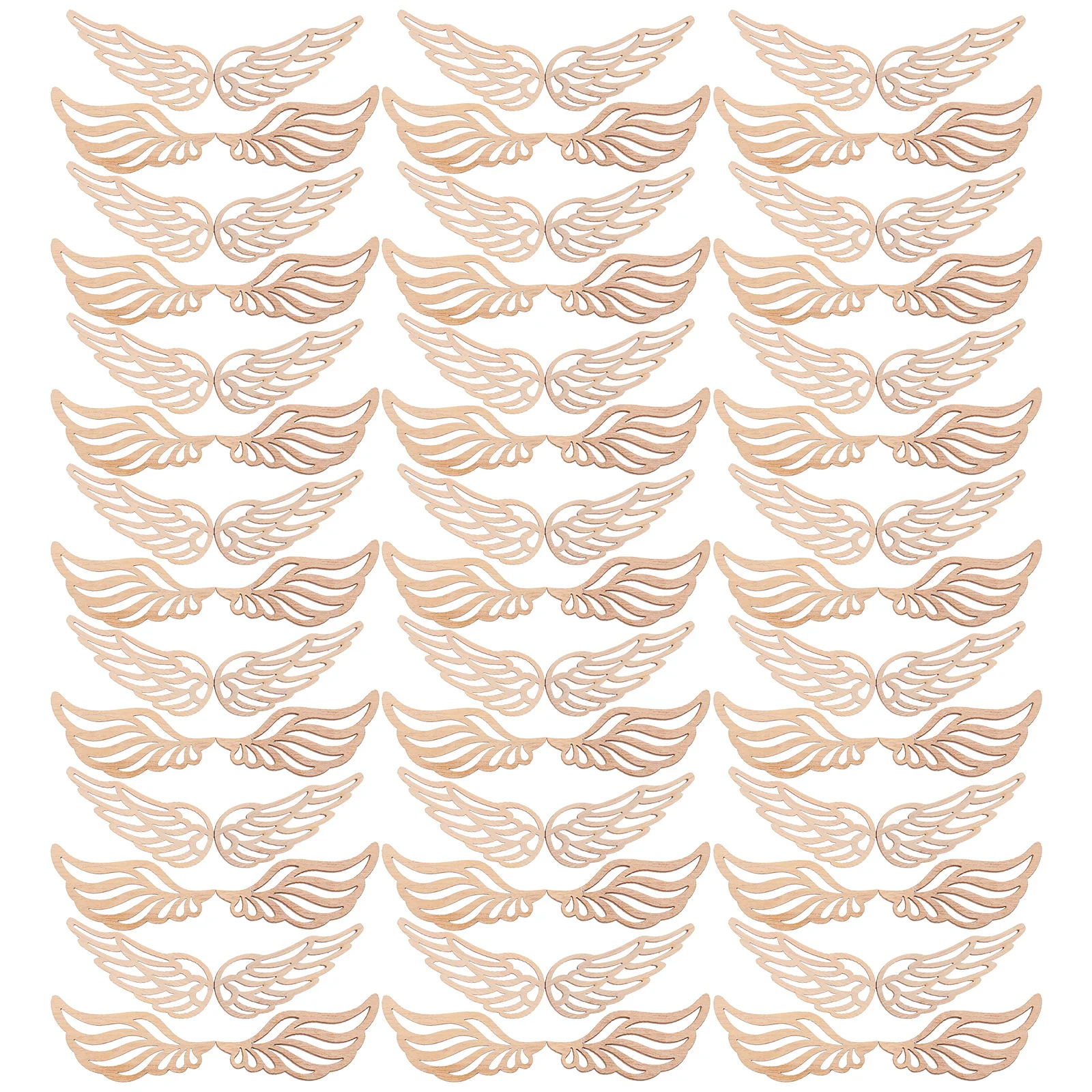 

100 шт., крылья ангела, деревянные ремесленные ломтики, незавершенные деревянные вырезы, сделай сам, праздничные украшения, свадебные украшения, рождественские принадлежности