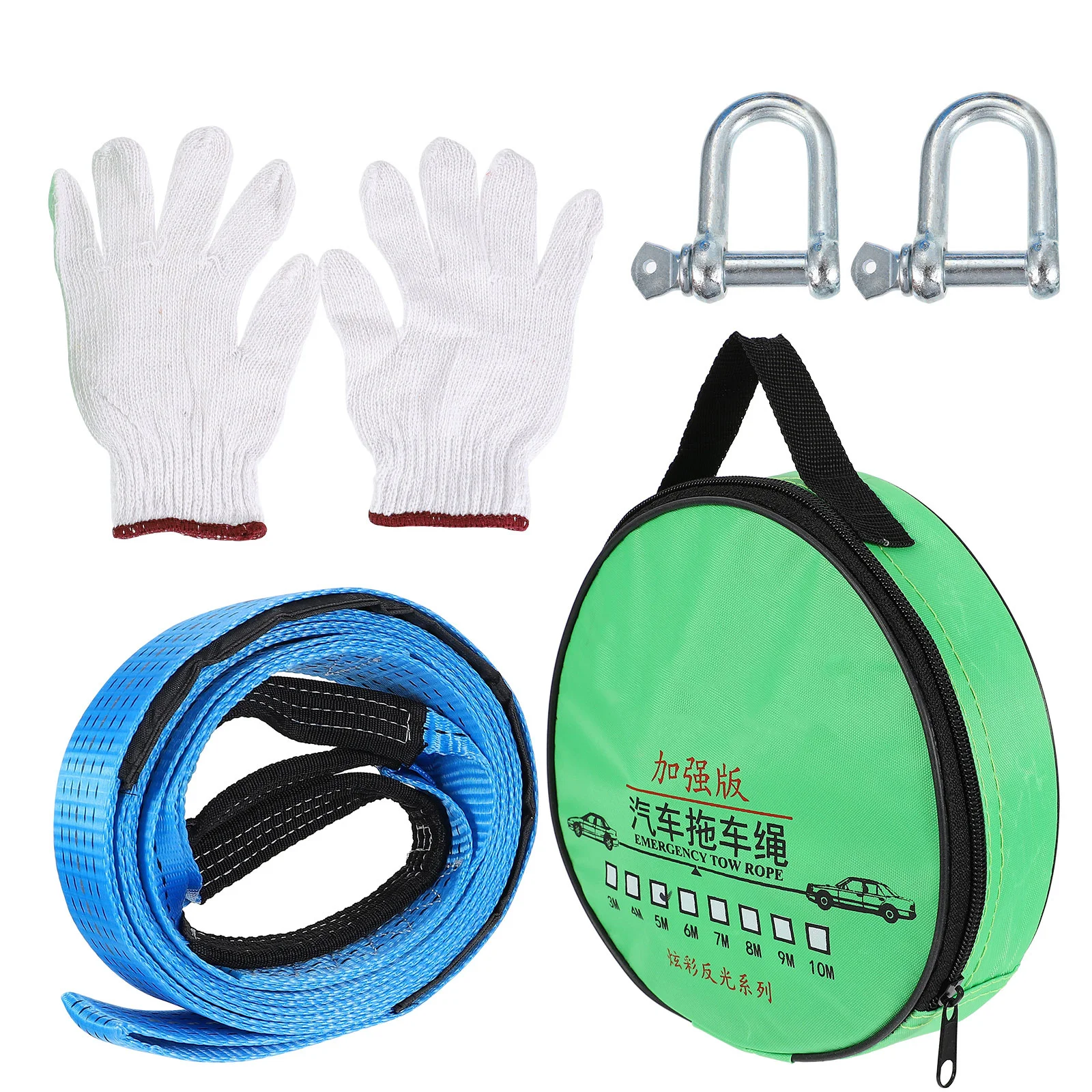 

1 Set 8 Tons 5 Meters Polyester Tow Strap U-Shaped Hooks Reinforced Edging Thickened Widened Design For Most Cars Below 5T Heavy