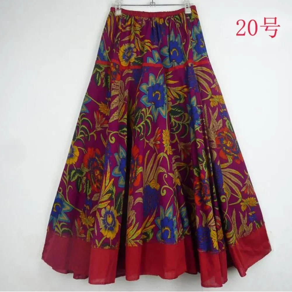 

Ethnic Style Cotton Linen Streetwear Print Harajuku Maxi Dress Fashion Clothes Long Skirts for Women Clothing Casual Vintage