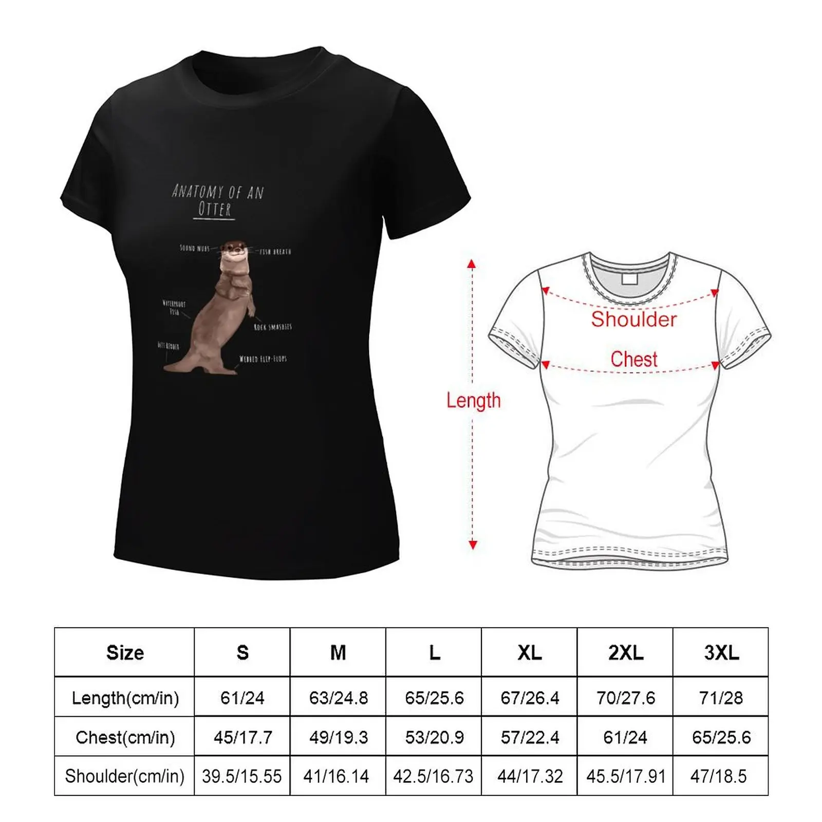 Otter Anatomy Tshirt, Adorable Otter Gift, Otter Lover, Funny Tee T-shirt cute tops aesthetic clothes Women's tee shirt