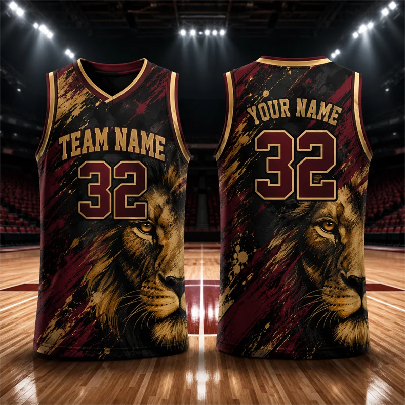 Fashion Animal Graphic Basketball Jersey For Men Custom Name Team Name Number Sports Tank Tops Loose Breathable Team Uniforms