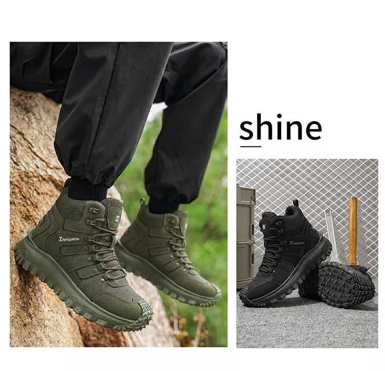 Herren-High-Top-Wanderstiefel in großen Größen, modisch, mit komfortablem Futter, flexibler und dicker Sohle, hervorragendem Grip, geeignet für Outdoor-Wanderungen, Trekking, Camping und andere Aktivitäten. – Detail 3