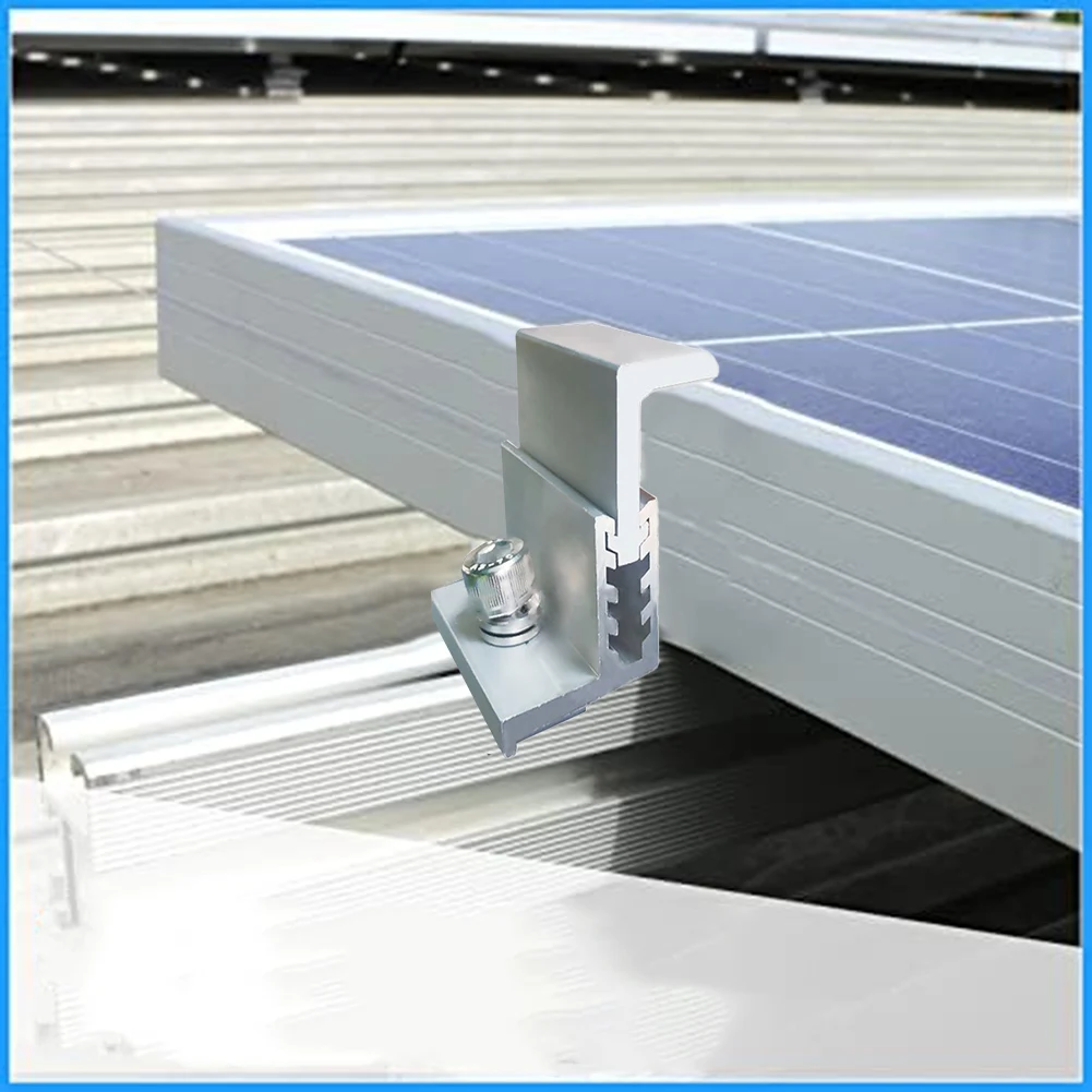 Abrazadera de extremo Solar para montaje de Panel Solar, abrazaderas de soporte Z, abrazaderas de extremo de riel de aluminio, accesorios de soporte Solar fotovoltaico, 6 uds.