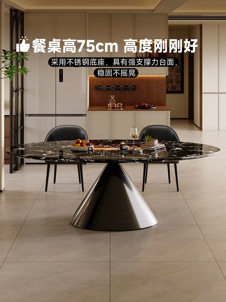 

yj5 Natural luxury stone dining table marble dining table light luxury