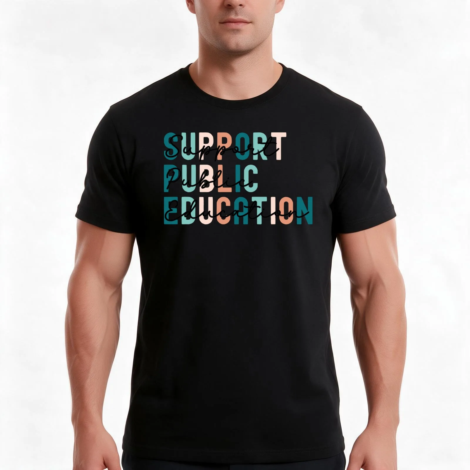 Support Public Education T-Shirt, Summer Casual Cotton Tee, Oversized Streetwear Tops, Vintage Graphic Print, Unisex Men Women