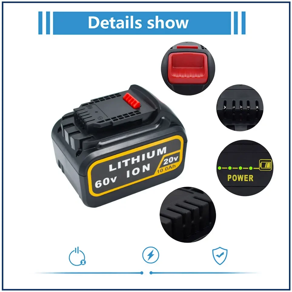 for Dewalt  20V 60V 12.0Ah  MAX Replacement BatteryDCB606 DCB609 DCB205 DCB204 DCB206 DCB209 Power Screwdriver Tools Batteries