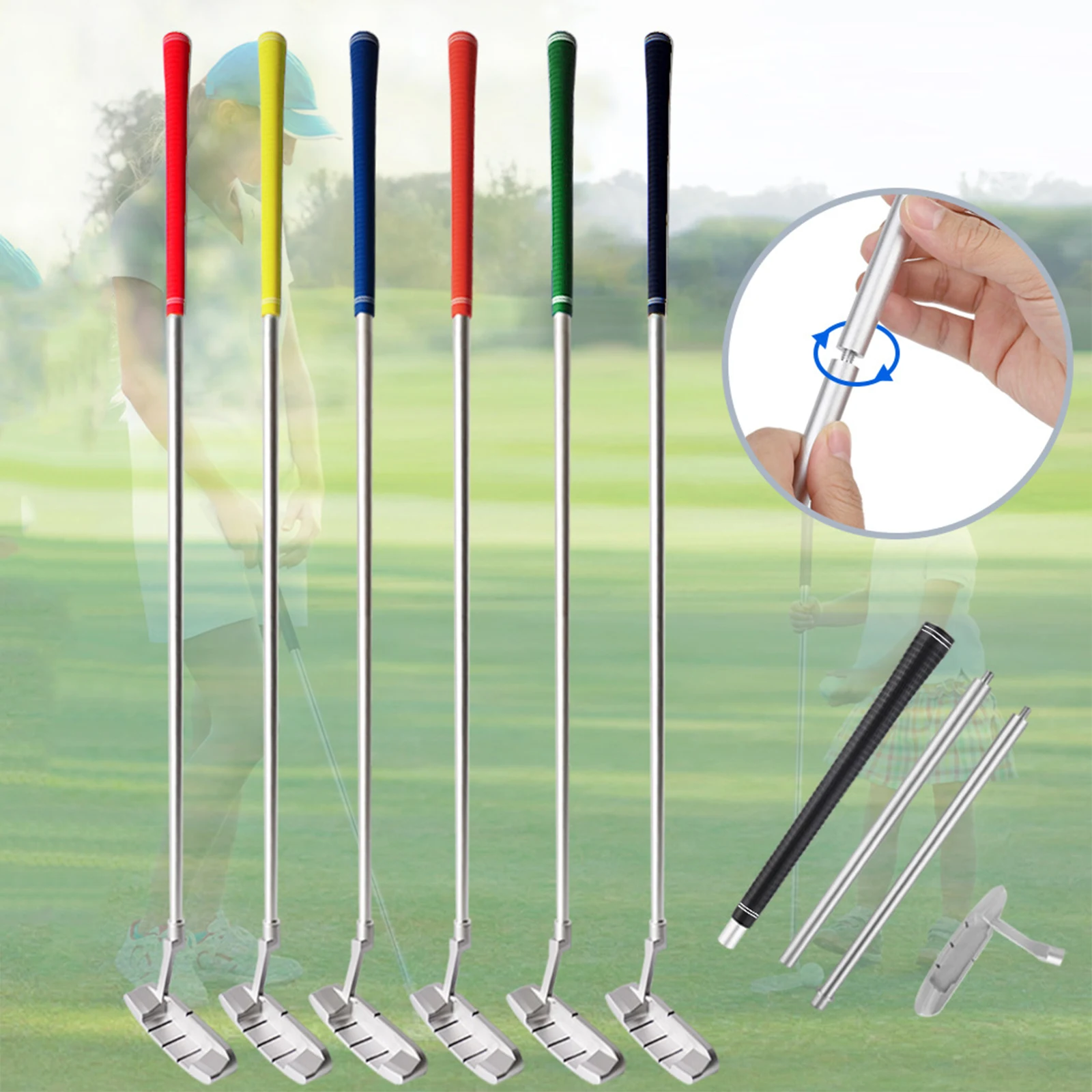 1Pc Detachable 3-Section Golf Putters Anti-Slip Handle Portable Putters Right-Hand Single-Sided Putting Club