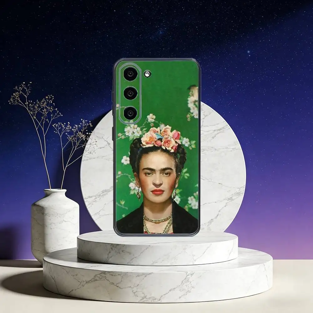 アート F-Fridas K-Kahlo ファッション電話ケース Samsung Galaxy A73、A72、A71、A70、A53、A52、A51、その他用 ソフトブラックカバー
