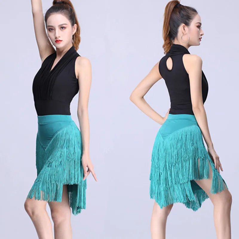 Latin Dance Tassel Tango Salsa Ramba Female Adult Women Jitba Dance Dress Shape Bottoms Skirt