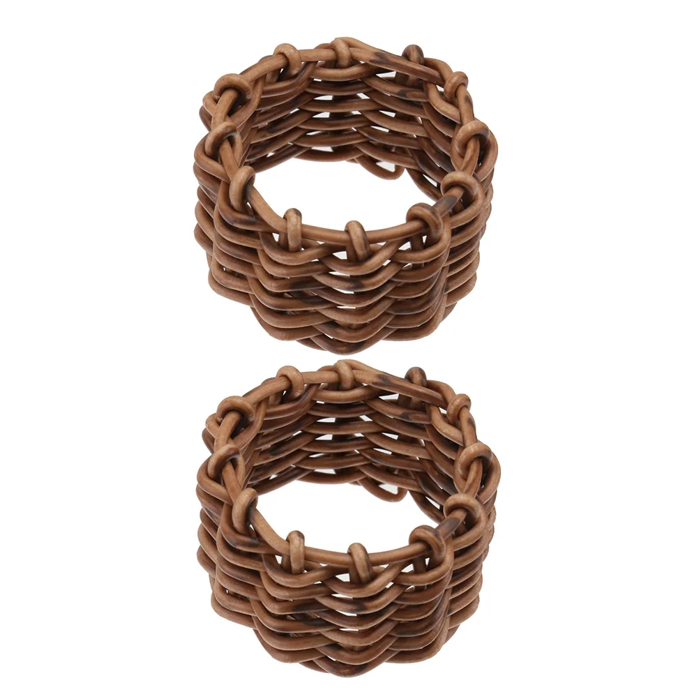 

2Pcs Napkin Rings Handwoven Woven Rustic Farmhouse Style Decorative Napkin Buckles for Wedding Party Dining Table Celebration