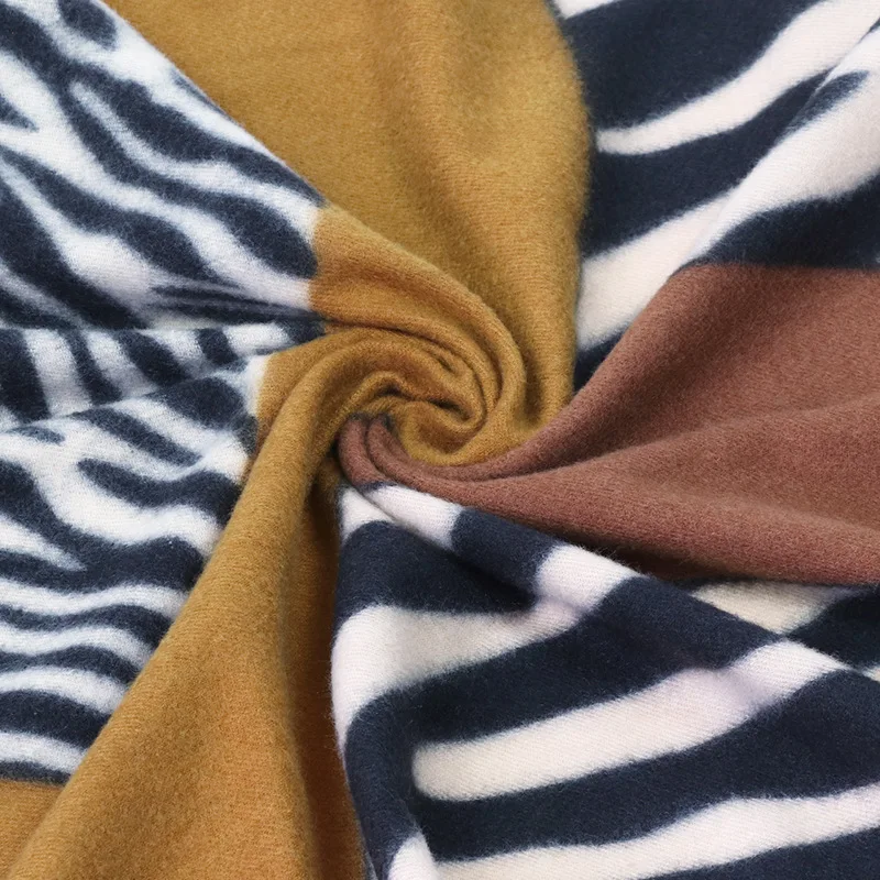 2023 New Fashion Winter Cashmere Scarf For Women Zebra Stitching Leopard Printed Shawl And Wraps Dual-Use Thick Warm Foulard