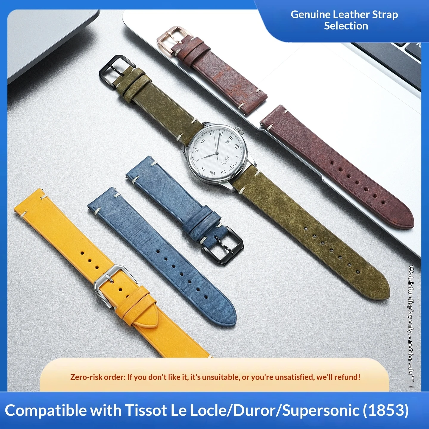 For Tissot 1853 Le Locle T41Durul Sport Retro Cowhide Leather Watch Strap For Men 18/19/20/21/22mm Black Blue Yellow Brown Green