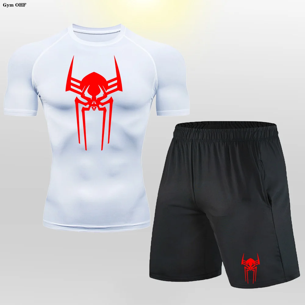 Chándal para hombre, traje deportivo de alta calidad, conjuntos para hombre, ropa para hombre, camiseta de compresión de secado rápido, pantalones cortos, traje deportivo de marca para hombre Rashguard