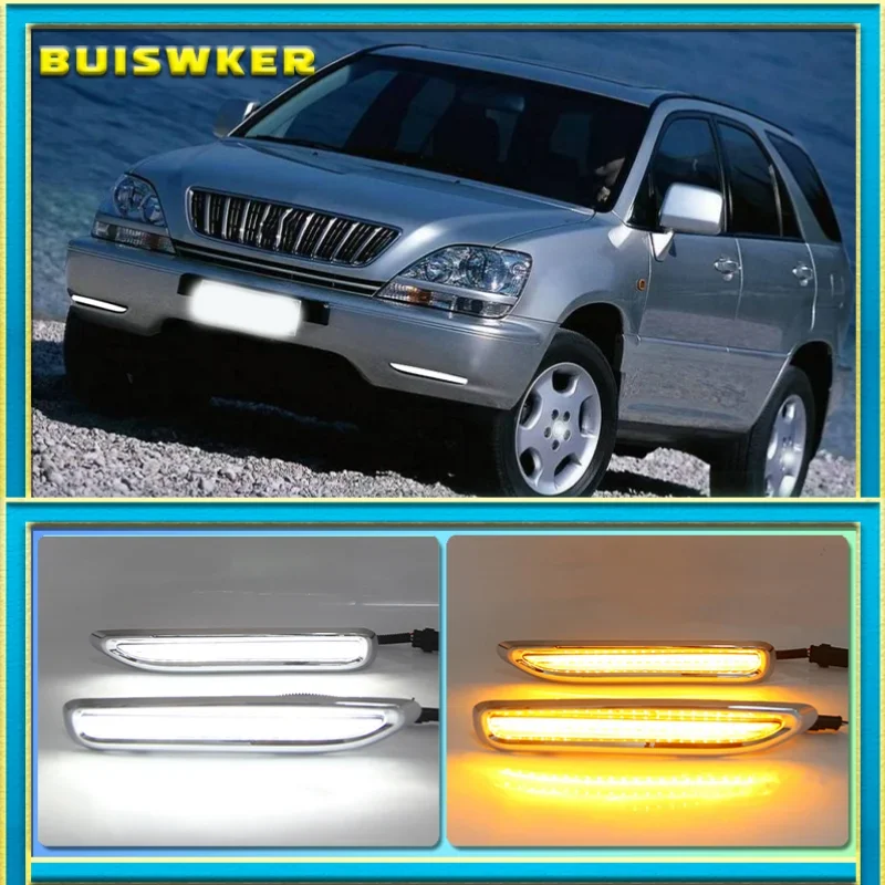 DRL Lamp Running Light LED Daytime Running Light Daylight Waterproof Chromed Strip For Lexus RX300 RX330 RX350 1998-2000