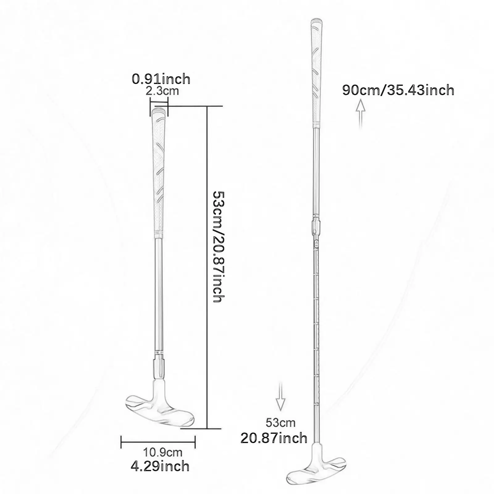 Golf Club Putter Left Handed and Right Handed Retractable Aluminum Alloy Grip for Home Yard Mini Golf Training Accessories