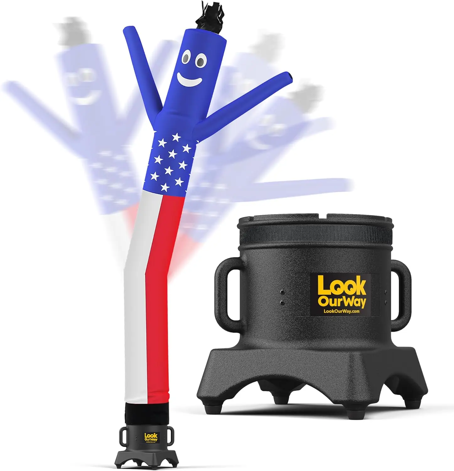 Air Dancers Wacky Waving Inflatable Tube Man Set - 10 Feet Tall Inflatable Dancing Man with Blower - American Flag | Includes bl