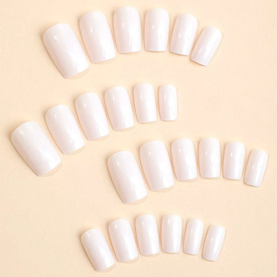 ARTAUG 24 piezas de uñas postizas medianas, blancas, cuadradas, dulces, estilo coreano 4