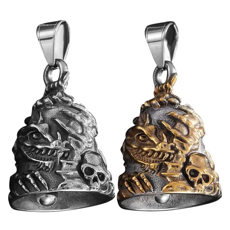 Lucky Bell For Motorcycle Novelty Dangling Dragon Bell Skull Metal Guard Bell Lucky Bell Pendant Motorcycle Bell for riders