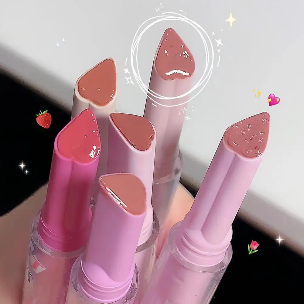 Brillo de labios de agua de espejo de amor de flores para mujer, vidrio brillante, lápiz labial en forma de corazón de amor, resistente al agua, gelatina de cristal, Gl H0s4