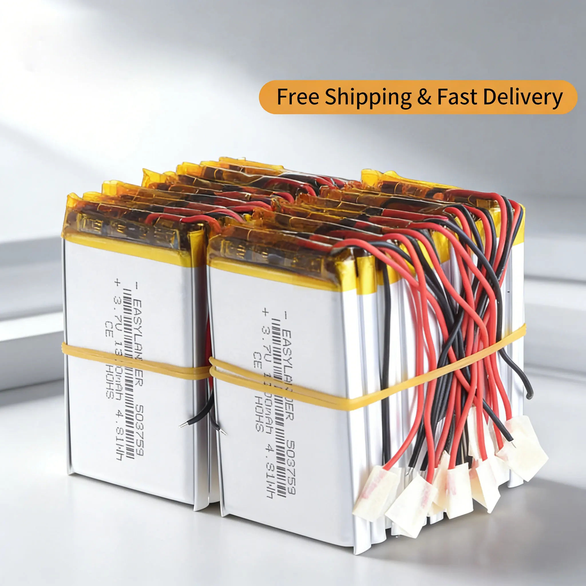 

503759 3.7V 1300mAh Rechargeable Li-Po Battery With Silicone Wires For Bluetooth GPS MP3 DVD Mobile Devices