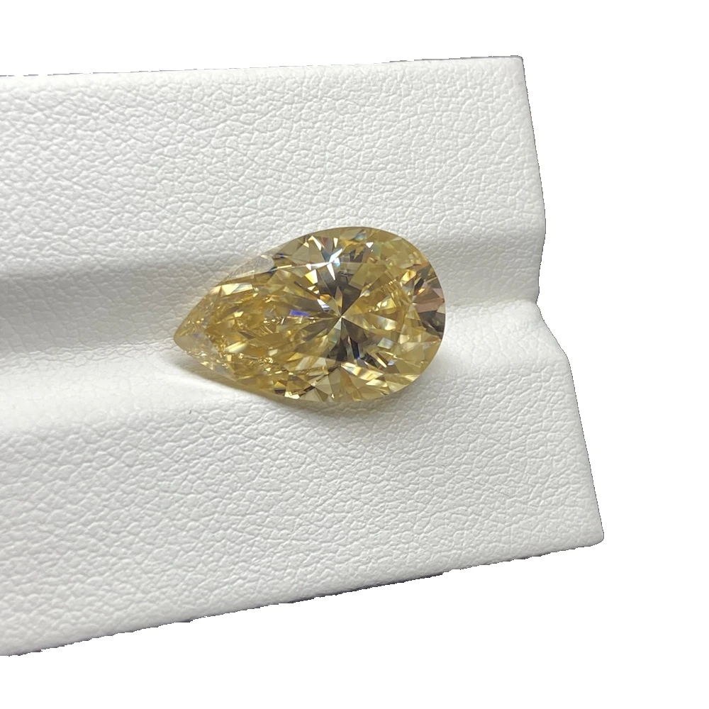 

Meisidian VVS1 Pear Cut 11x17mm 12 Carat Yellow Moissanite Diamond Loose Gemstone