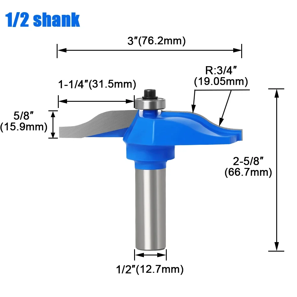 12 Shank Milling Cutter Set for Woodworking: Router Bit, Tenon Cutter, Cove Panel Raiser, Round Over Rail & Stile