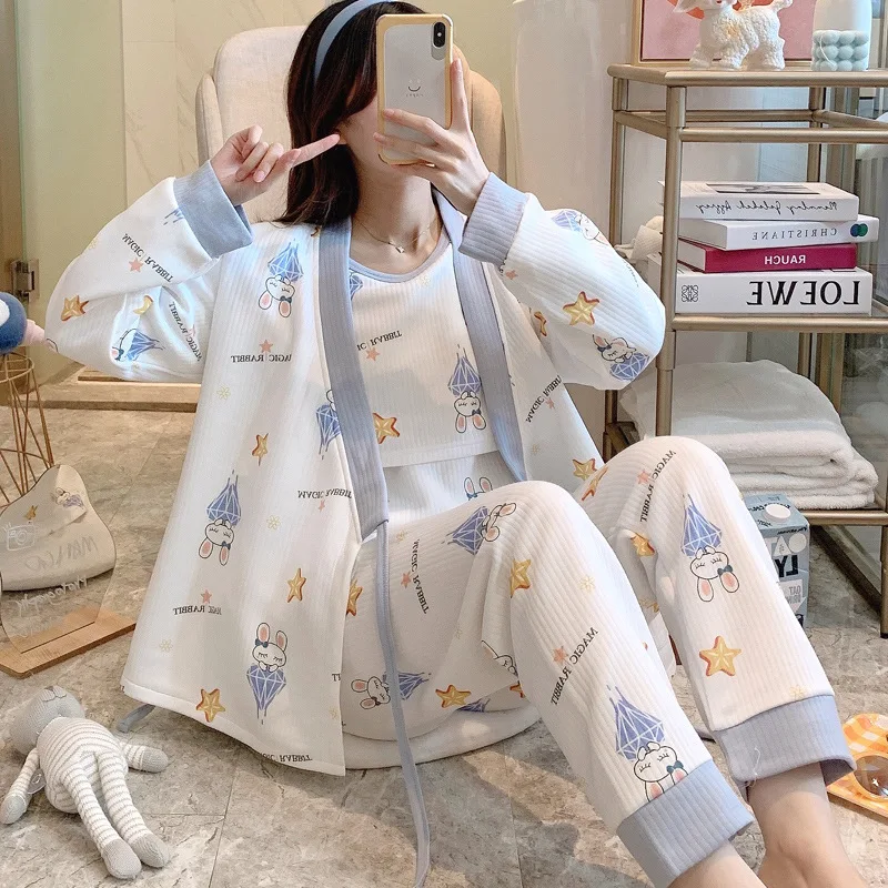 

Pregnancy and Maternity Pajamas Woman for Breastfeeding Pregnant Clothing Nursing Nightgown Hospital Winter