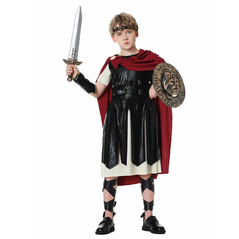 2025 New Arrival Boy Roman Gladiator Halloween Dress Up Book Week Outfit Child Spartan Warrior Costume view 3