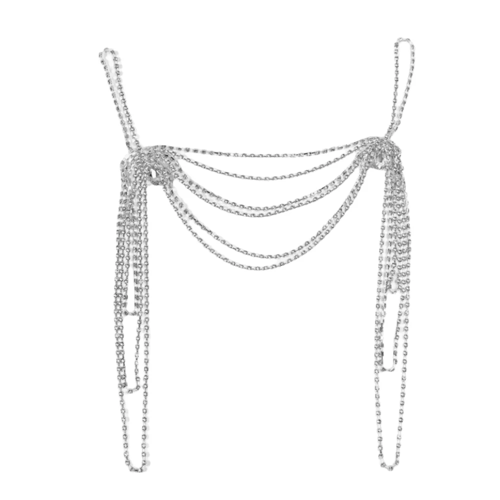 

Retro Tassel Rhinestones Shoulder Chain Water Drop Multi-Layer Bling Body Chain Luxury Adjustable Women's Shoulder Chain Bridal